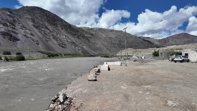 driving through the roads of Ladakh in the Indian Himalayas