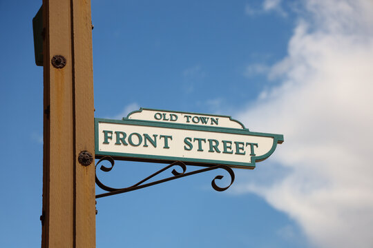 The Old Town Front Street sign at Old Town Temecula in Southern California.