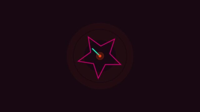Minimalist neon star loop with rotating clockwise hand animation glowing motion abstract