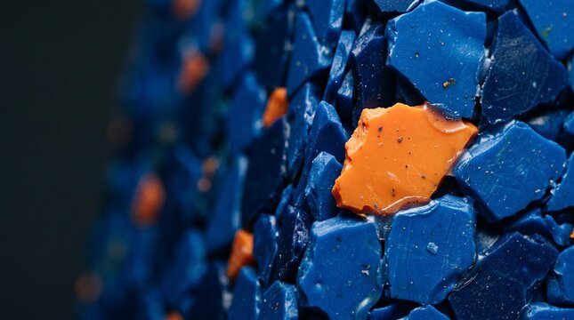 Cobalt polymer mosaic with a tangerine focal flake