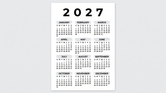 Calendar 2026, calendar 2027 week start Monday corporate design planner template.Calendar 2027 template, Planner 2027 year, Wall calendar  template, Week Starts Monday, Set of 12 calendar,