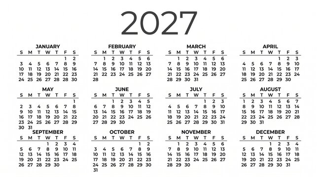 calendar for 2027