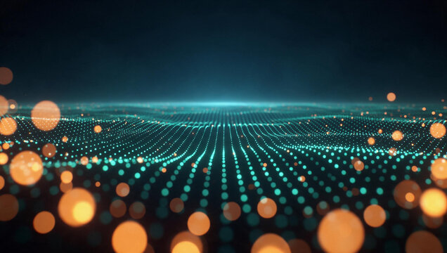 Digital Particle Wave Glowing in Big Data Technology Concept