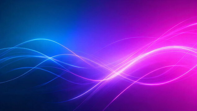 Abstract Neon Glowing Light Waves on Gradient Background