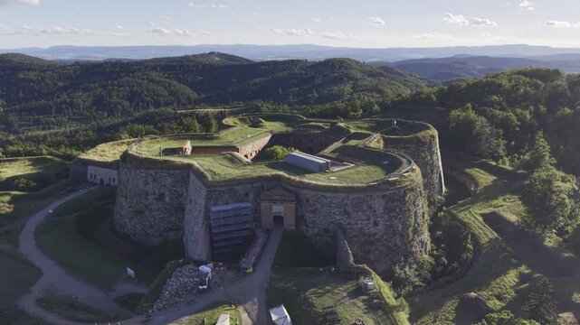 Srebrna Gora Fortress, Srebrna Gora, Lower Silesia, Poland, aerial drone view
