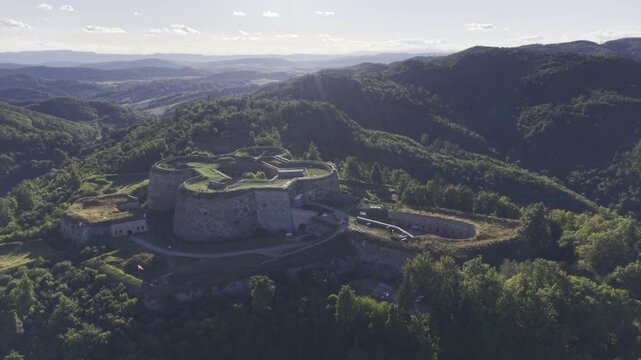 Srebrna Gora Fortress, Srebrna Gora, Lower Silesia, Poland, aerial drone view