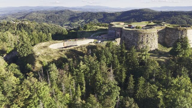 Srebrna Gora Fortress, Srebrna Gora, Lower Silesia, Poland, aerial drone view