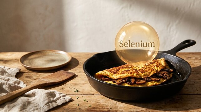 Mushroom egg skillet with selenium food cue