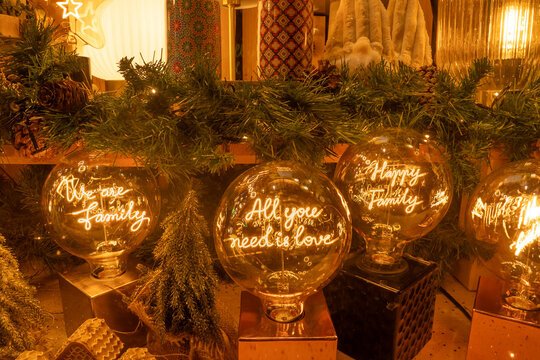 Warmly Lit Festive Cafe Display
