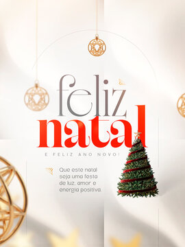 Feliz Natal Arvore Estrela Post Card Insta Template Banner