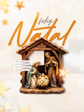 Feliz Natal Pres&eacute;pio Sagrado Fam&iacute;lia Post Card Insta Template Banner