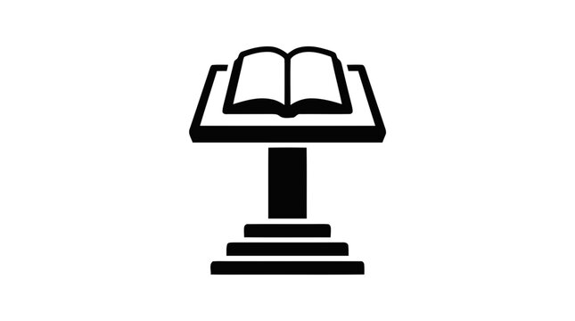 Vector illustration of icon of an open book on a lectern stand on a transparent background