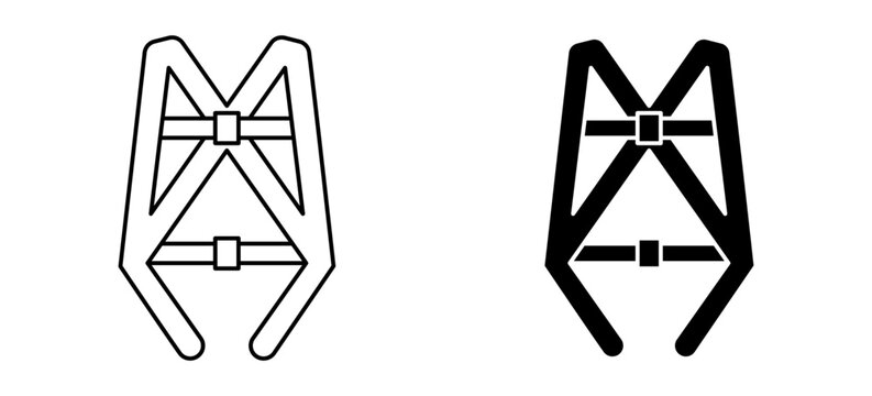 Safety harness icon set fill and editable stroke