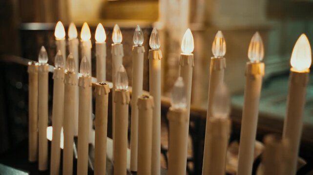 Candles and lights offered in an Italian Christian church
