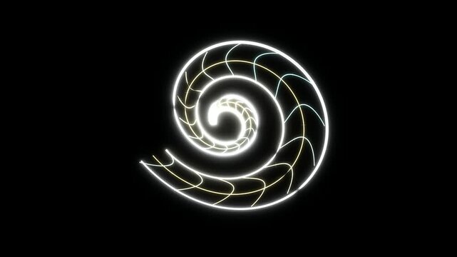 Biomimetic Nautilus Shell Golden Ratio Spiral with Pearlescent, architectural parametric design presentation background.