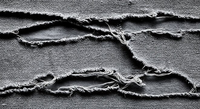 Close up of torn denim fabric texture background.