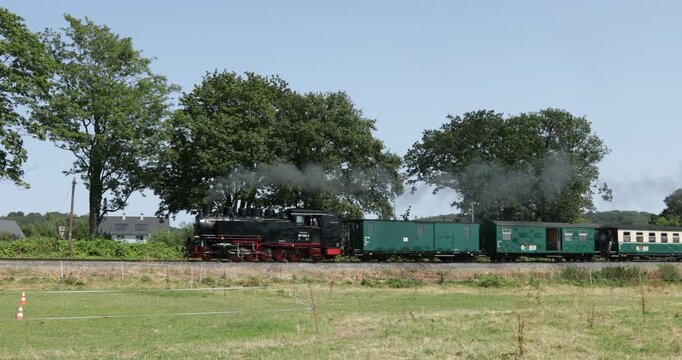 Rasender Roland steam railway, Sellin, R&uuml;gen Island, Mecklenburg-Vorpommern, Germany