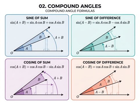 Compound angle formulas sine cosine sum difference geometric vector