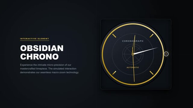 A high-end product presentation featuring a simulated cursor interaction that triggers a smooth macro zoom and parallax pan inside a fixed premium frame.