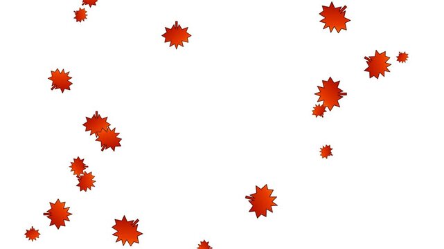 A perfect, seamless 4K loop of autumn maple leaves falling gently from top to bottom, featuring a mathematically driven light zig-zag trajectory and slow rotation.