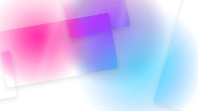Elegant frosted glass panels sliding smoothly across the screen, refracting dynamic background blobs.