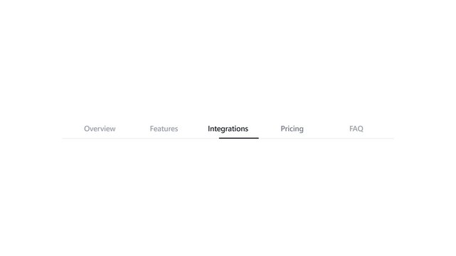 Clean, minimalist tab navigation animation featuring a smooth sliding underline and text color fading from soft gray to deep black using pure time-based math.