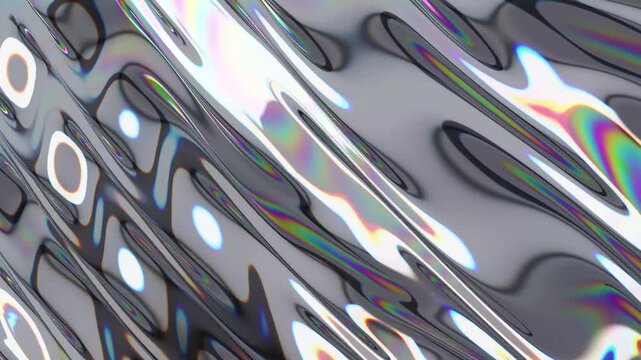Liquid chromatic morphing chrome fluid transition on green screen background