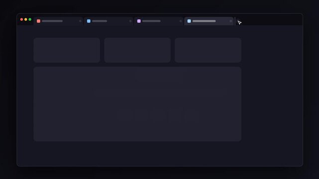 Seamless animation showing existing tabs compressing horizontally to make space for a new tab expanding into view, featuring a parallax content reveal.