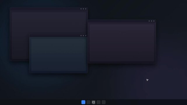 All open application windows scale down seamlessly into a neat grid arrangement while the Virtual Desktop panel slides up from the bottom.