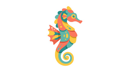 Colorful stylized seahorse illustration with intricate patterns. © Dzeko