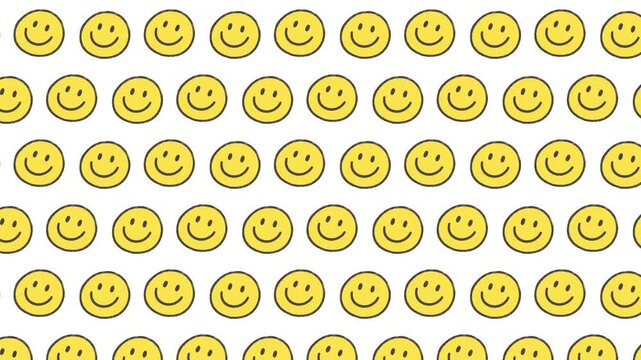 Seamless Pattern of Yellow Smiley Faces Scrolling Animation