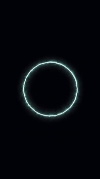 Vertical seamless looping animated glowing blue plasma ring neon energy circle for mobile social media background 4K animation, alpha chanel