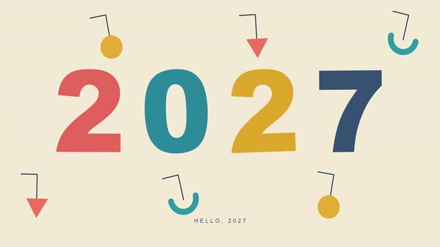Memphis Mobile 2027 Kinetic Numeral Retro Motion Graphic Loop