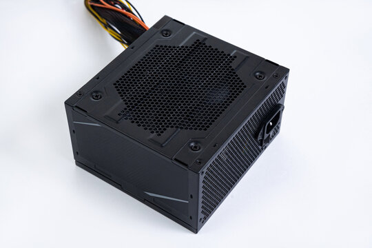 Computer power supply unit on white background