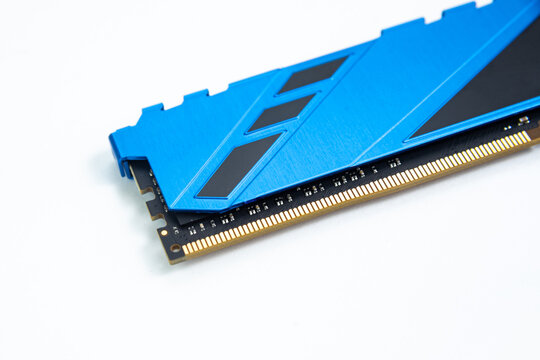Blue computer memory module on white
