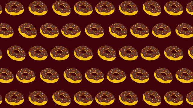 Animated Pattern of Chocolate Frosted Donuts with Sprinkles
