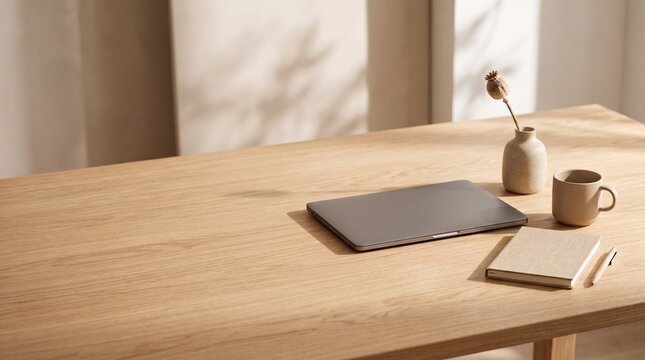 Minimalist workspace with laptop