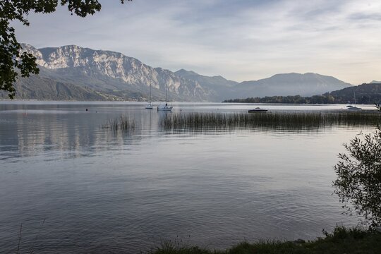Attersee in front of H&ouml;llengebirge, Nu&szlig;dorf am Attersee, Upper Austria, Austria