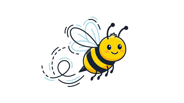 Cute cartoon bee flying with motion lines