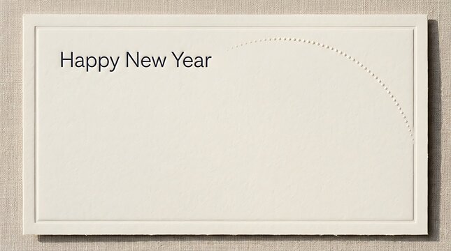 Minimalist elegant white paper greeting card with Happy New Year text inscription