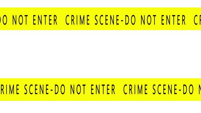 Yellow crime scene police tape animation on white background, do not enter caution banners scrolling, motion graphics loop
