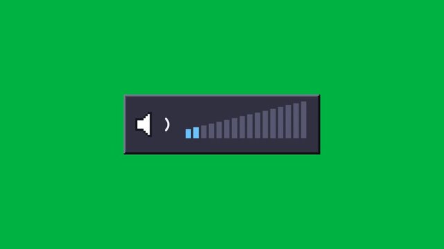 Retro volume popup cycles speaker bars in a seamless keyable green screen loop