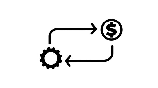 Process icon in flat style isolated on white. Process symbol in black for your web site design