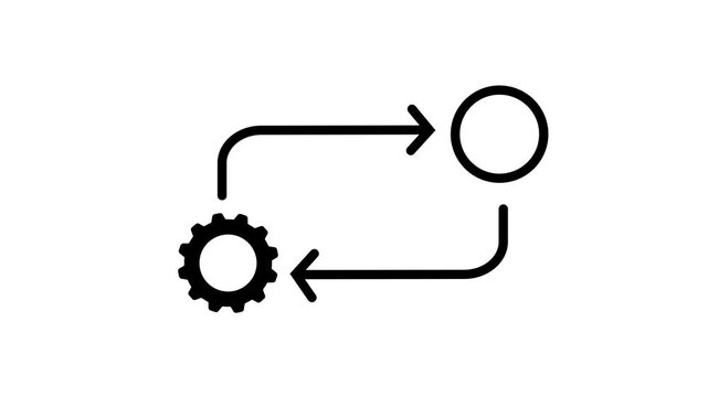 Process icon in flat style isolated on white. Process symbol in black for your web site design
