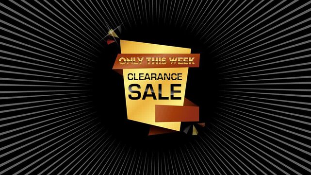 Limited Week Clearance Animation Featuring 50 Percent Off Offer and Text Free Banner Template MOV ProRes 4444 footage with a transparent alpha channel.
