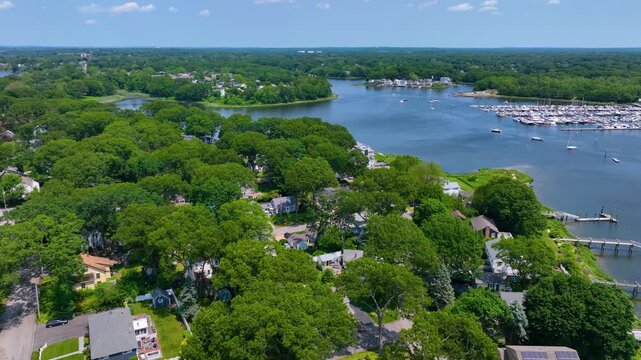 Bullock Cove aerial view in summer between Riverside, city of East Providence and town of Barrington, Rhode Island RI, USA. 