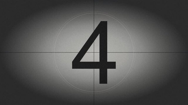 Silver Vintage Film Leader Countdown from Nine to Zero