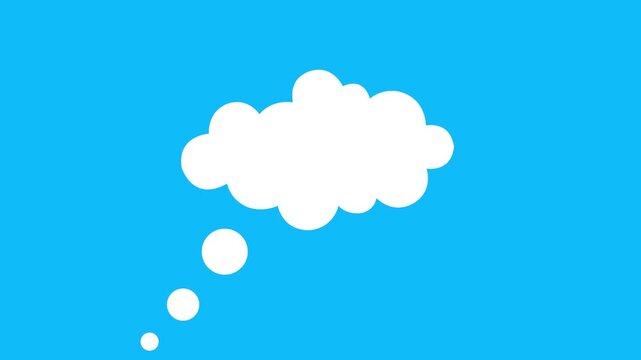 Cartoon Style Thought Bubble Expanding Reveal on Alpha Channel on a green screen background, communication, ideas, thinking process, or 4 k video