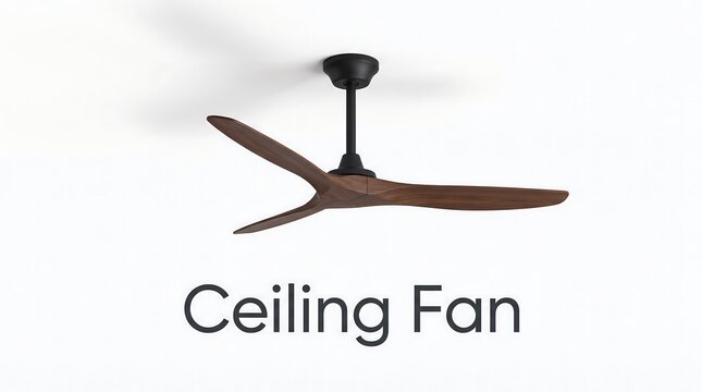 Modern wooden ceiling fan with three sleek curved blades on a dark mount