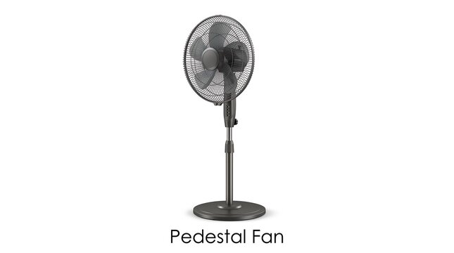 Tall black pedestal fan with oscillating head and adjustable height